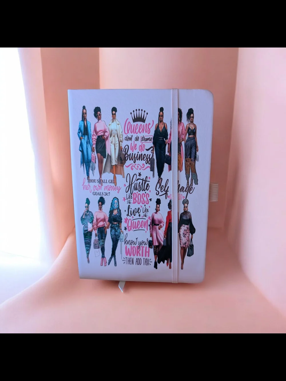 Queens Inspirational Graphic Notebook - Pink & White
